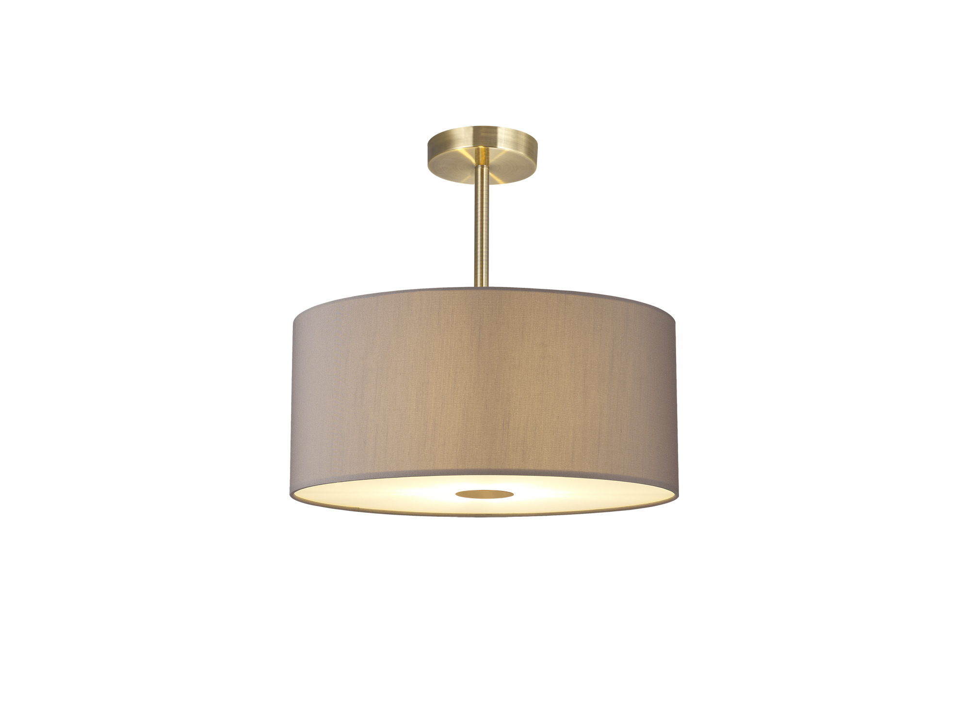 DK0380  Baymont 40cm Semi Flush 3 Light Antique Brass, Grey, Frosted Diffuser